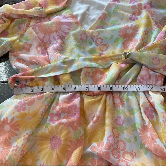 Peach Love California Floral Mini Dress - Pink, Yellow, Orange - Picture 6 of 8